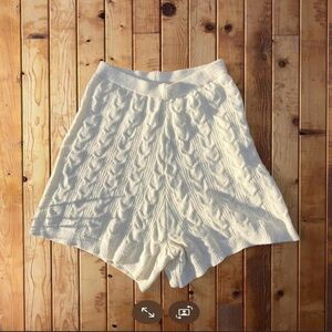 Topshop Cream Cable-Knit High Waist Shorts